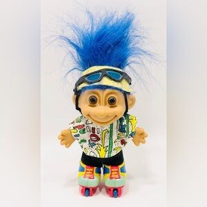 Vintage Roller Skating Troll Blue Hair Retro Blades 5” Doll Inline Nostalgia